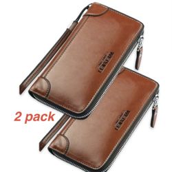 Men Zippper Long Wallet  brown (2pack)