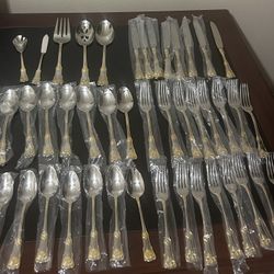 Royal Albert Flatware – 45 Piece Set with Gold Accents – Service for 8 - $275