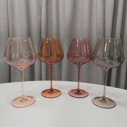 4 Colored Wine Glasses