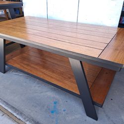 Natural Mahogany Wood Coffee Table And 2 End Tables 