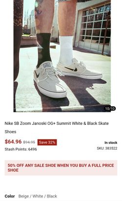 Nike SB Zoom Janoski OG+ Summit White & Black Skate