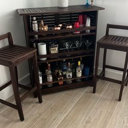 Acacia Wood Indoor Outdoor Bar Set