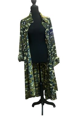 Oversized Camo Print lightweight Duster