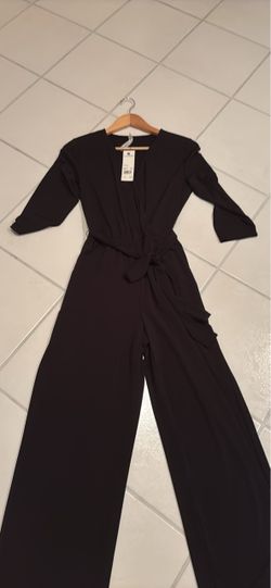 Black Wide-Leg Jumpsuit with Tie Waist