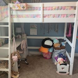 White Loft Bed With Ladder.