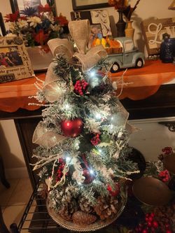 Artificial Christmas Tree Tabletop Mini Christmas Tree 45/60/90CM Christmas Tree Battery Operated LED String Lights for Christmas/Home/Dining Table Fl