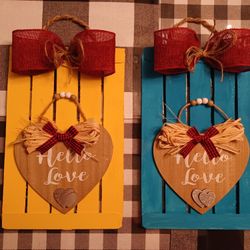 Cute Hearts Wall Hanging Signs,  1ft. Tall 
