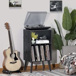 Record Player Stand, Black Turntable Stand Holds up to 160 Albums