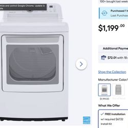 LG 7.3cu ft Vented Electric Dryer White