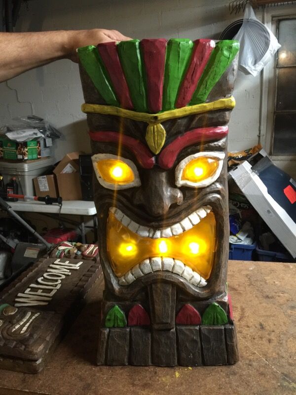 Large Lighted Solar Tiki Statue (23" tall)