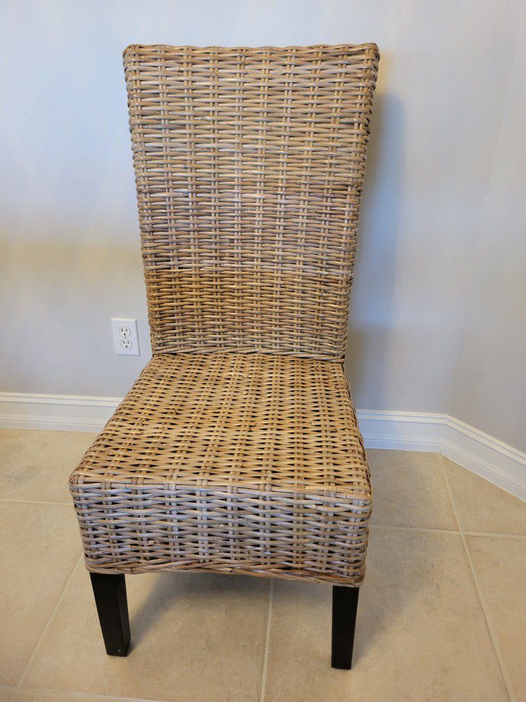 Rattan Wicker Parsons Style Dining Chairs