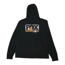 FOX HOODIE LARGE L MENS BLACK SWEATSHIRT PULLOVER JACKET SWEATER FULL ZIP Y2K