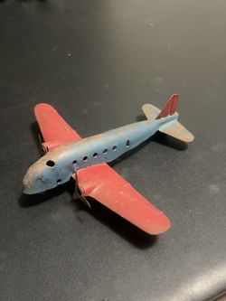 Vintage Metal Toy Airplane – Tin / Pressed Steel Plane