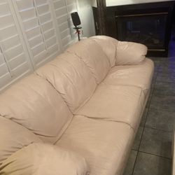 Beige Leather Couch