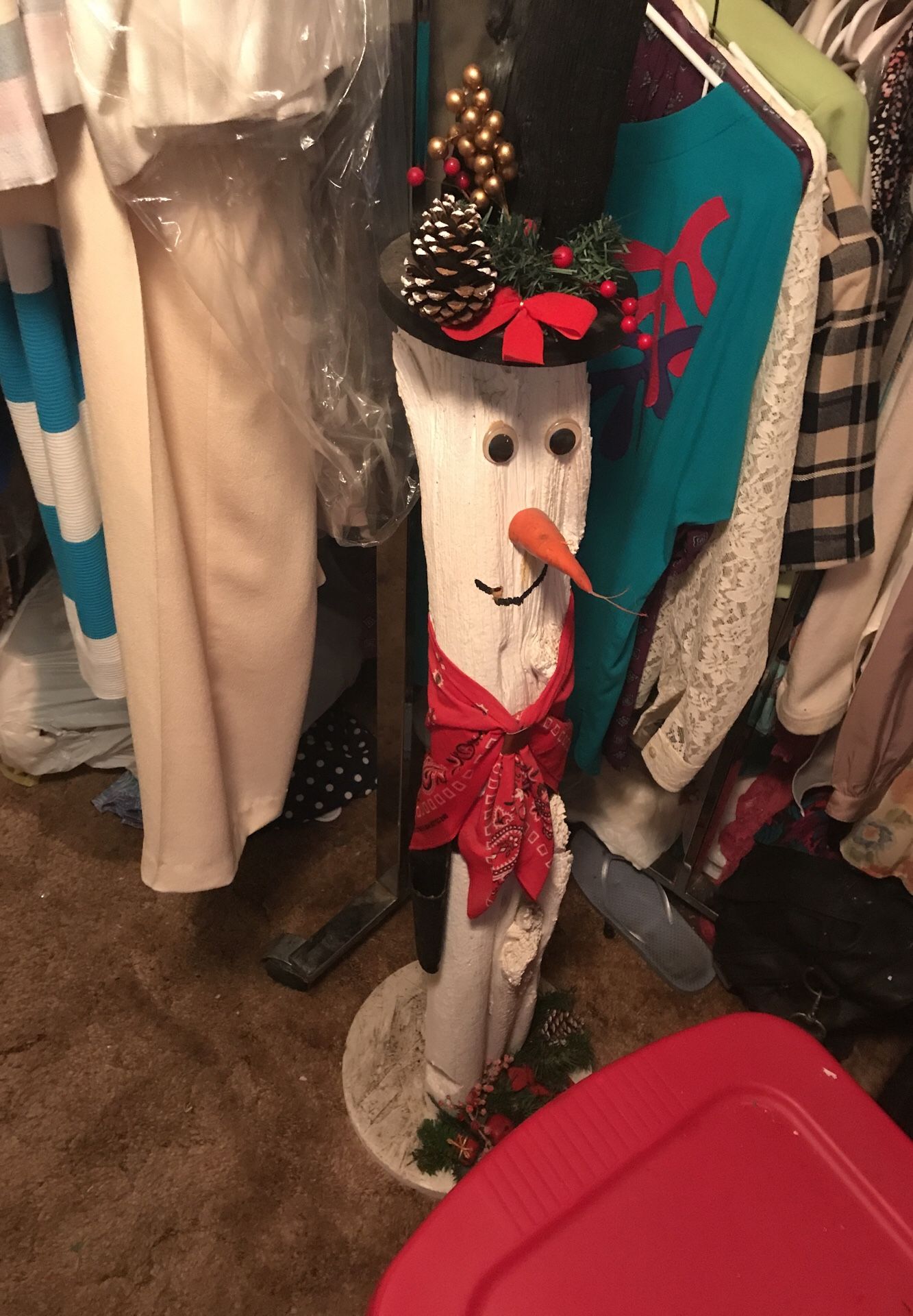 Big snowman made of wood!