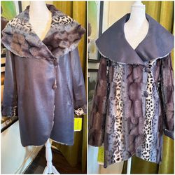 CHI by Falchi Reversable Animal Print Faux Leather Coat