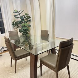 Dining Set, Leather Chairs 