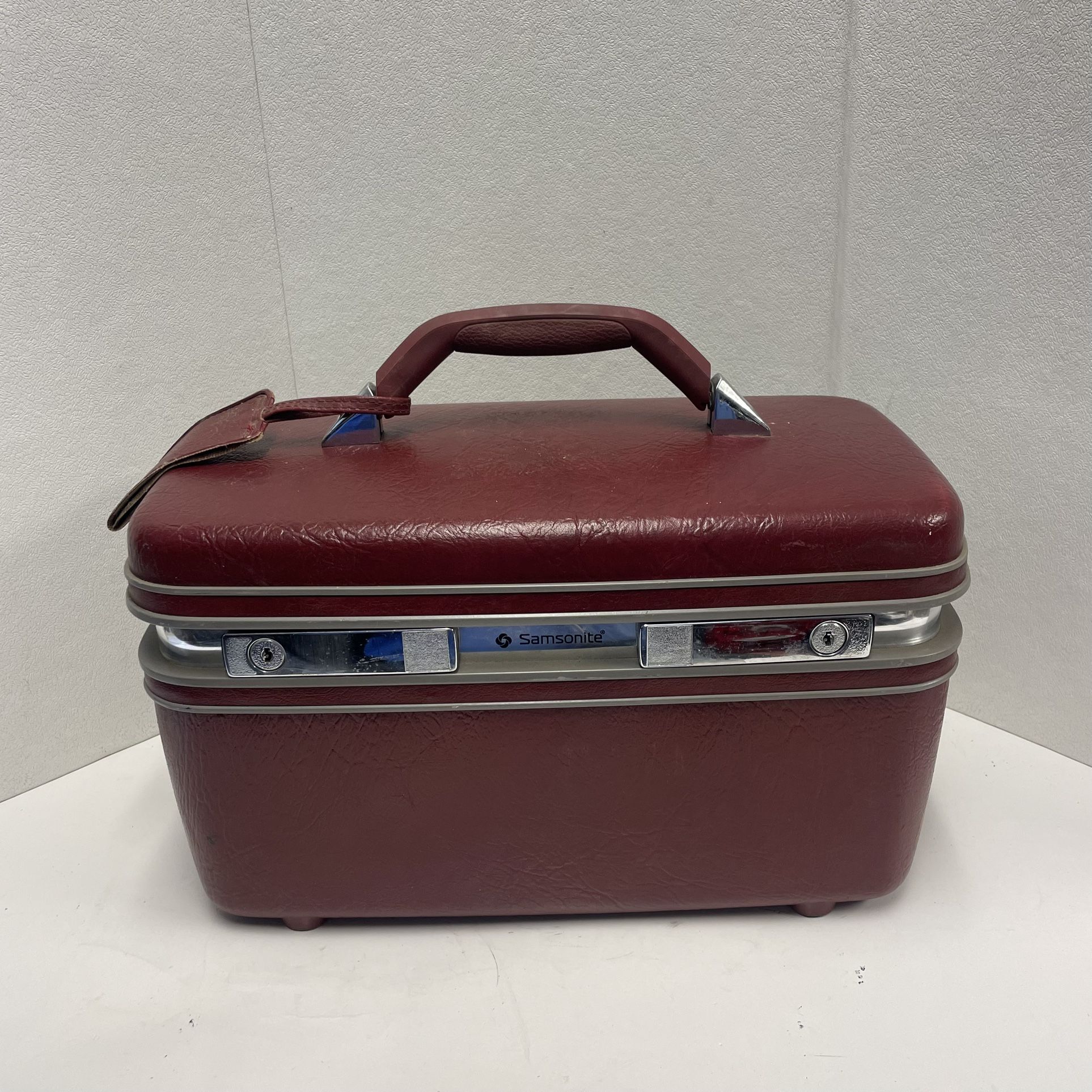 Vintage Samsonite Profile II Train Cosmetic Case W/ Keys Tray & Mirror Burgundy