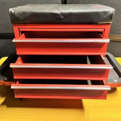 Rolling  Stool Toolbox  With Folding Shelves 