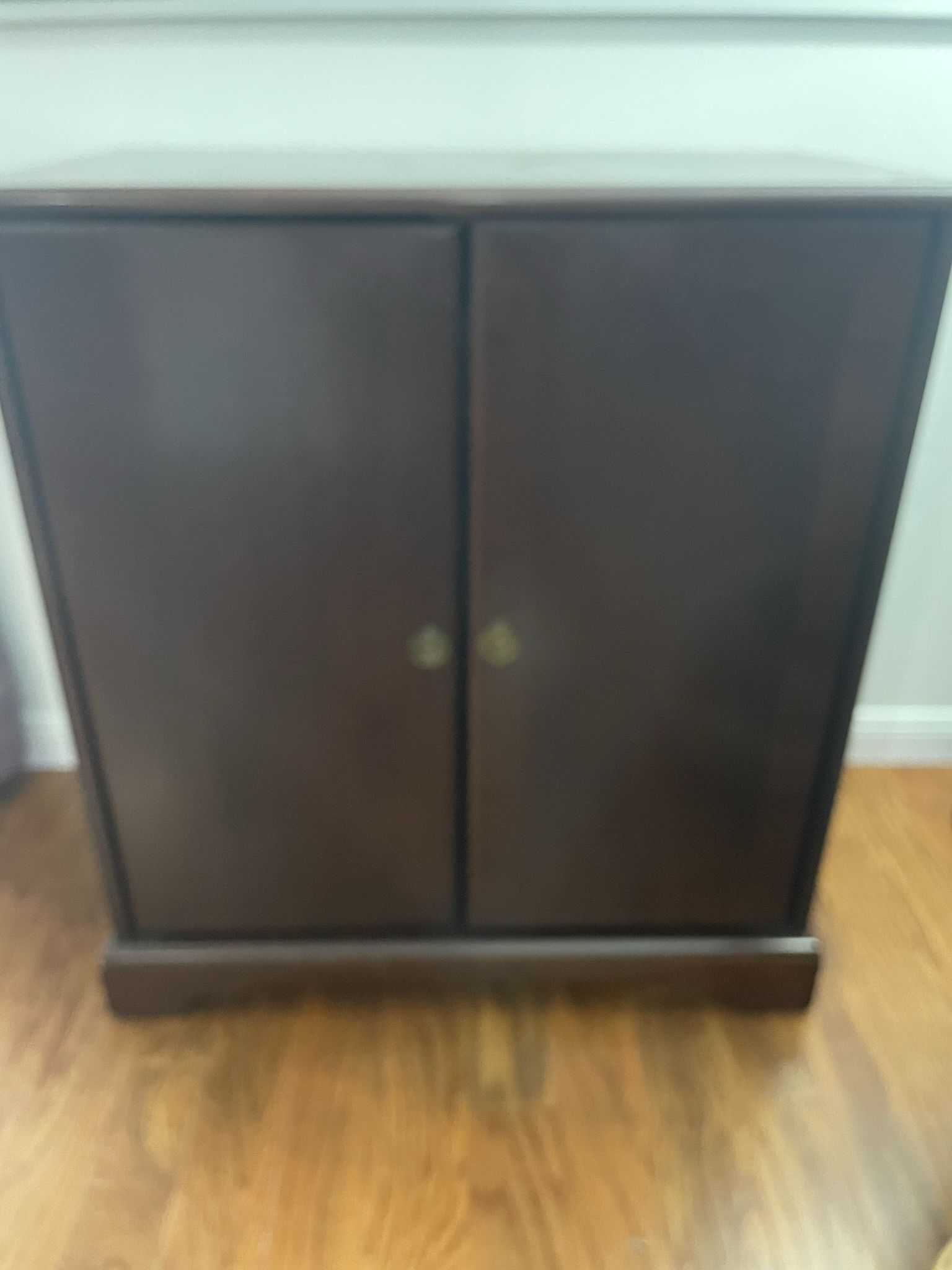 Cabinet With Pull Out Shelf Open In The Back Side.