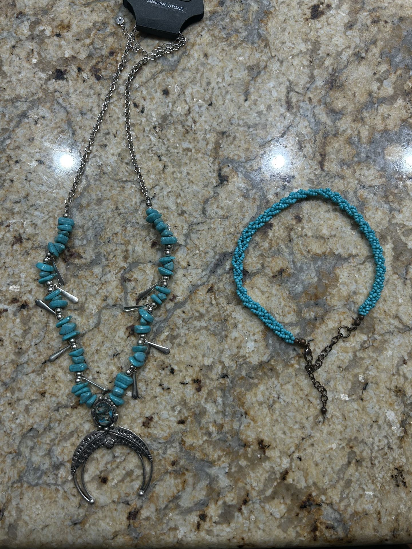 blue stone necklace and bracelet