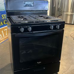 WHIRLPOOL 30”WIDE GAS STOVE IN BLACK WITH 5BURNERS 