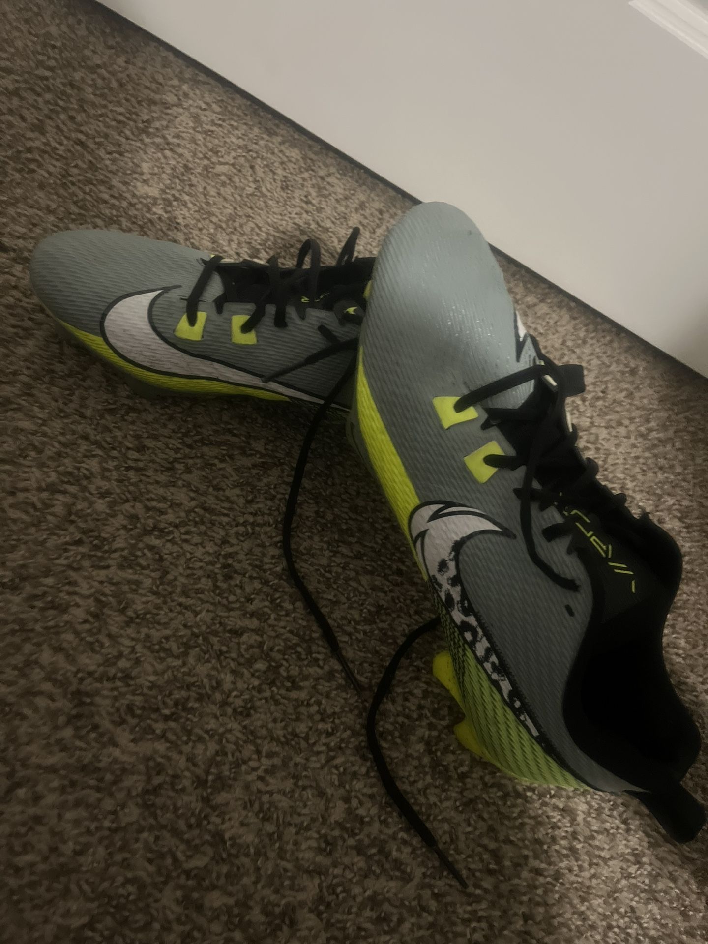Lime Green, grey And Black Football Cleats