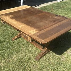 Antique Oak  Wood Table With 2 Leafs