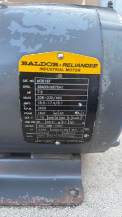Baldor Reliance M3616T 7.5 HP Industrial Motor