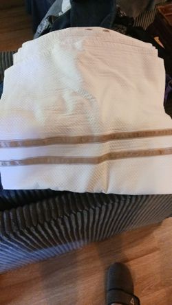 2 White Cream Gold Shower Curtains