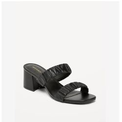 Old Navy Beautiful Faux- Leather Strappy Block-Heel Mule Sandals NWT