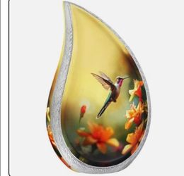 NANIURN Large Tear Drop Urn for Adult Ashes, Yellow Hummingbird Burial Urn | ...