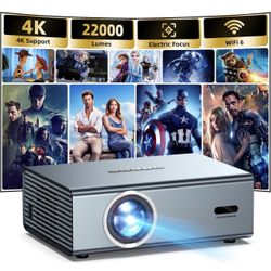 4K Support Projector with WiFi6 and Bluetooth 5.3–grey Color 