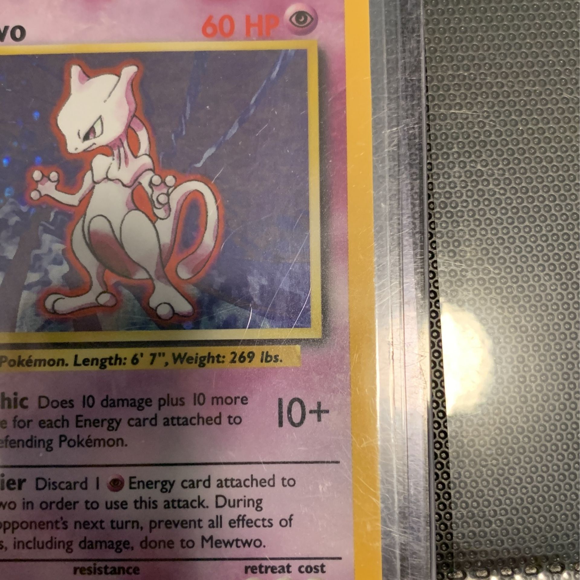 mewtwo holographic card 10 102 Mewtwo Base Set Unlimited Holo 10/102 CGC 8 main image 0