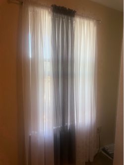 Grey white curtain