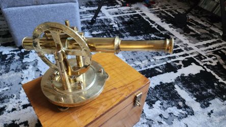 Vintage Compass Survey Instrument Brass Theodolite Transit Telescope - Large