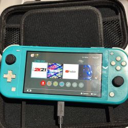 Nintendo Switch Lite Turquoise With Case And Charger 