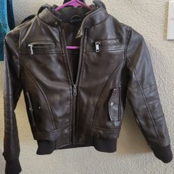 5t Faux leather jacket with hood. Boys faux leather jacket, boy's jacket, toddler's jacket