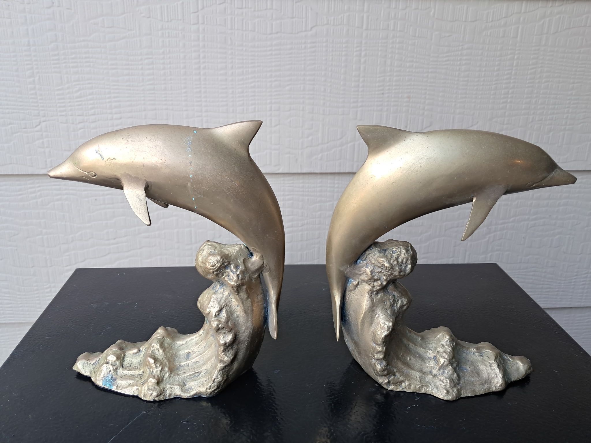 Brass Dolphin Bookends