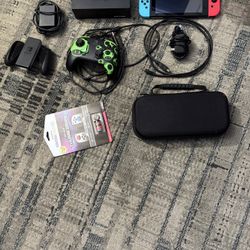 Nintendo Switch Bundle – Neon Red/Blue – Controllers, Case, Dock, All Wires 