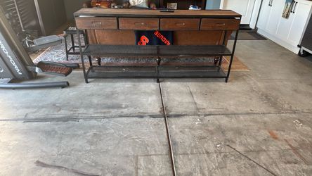 Industrial Metal console table with Two Shelves