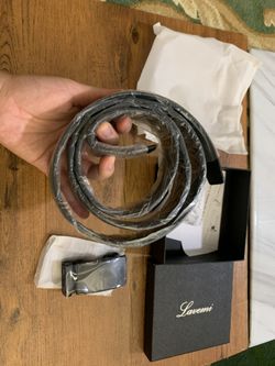 Men's Real Leather Ratchet Dress Belt with Automatic Buckle