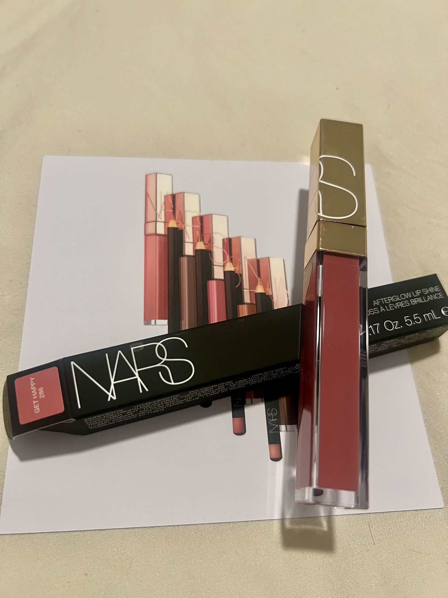 New! Never Used NARS After Glow Lip Shine -Get Happy