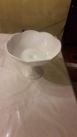 Milk glass fruit bowl