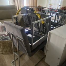 Gray Velvet Chairs - Like New