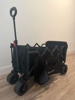New Golabs WA2 Wagon Cart Max 560lbs Load & Expandable Storage Max 280L(2 Side Strap)