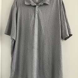 Men's Gray Members Mark Performance Polo Shirt Geometric Print Short Sleeve XL