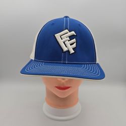 Pacific Headwear Pro Mode EF Logo KJW Initials Blue/White Trucker Hat L/XL. 9