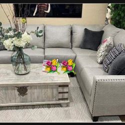 Financing ✅Ashley Signature Off Gray L Shape Sectional Couch👍 Showroom Available👈