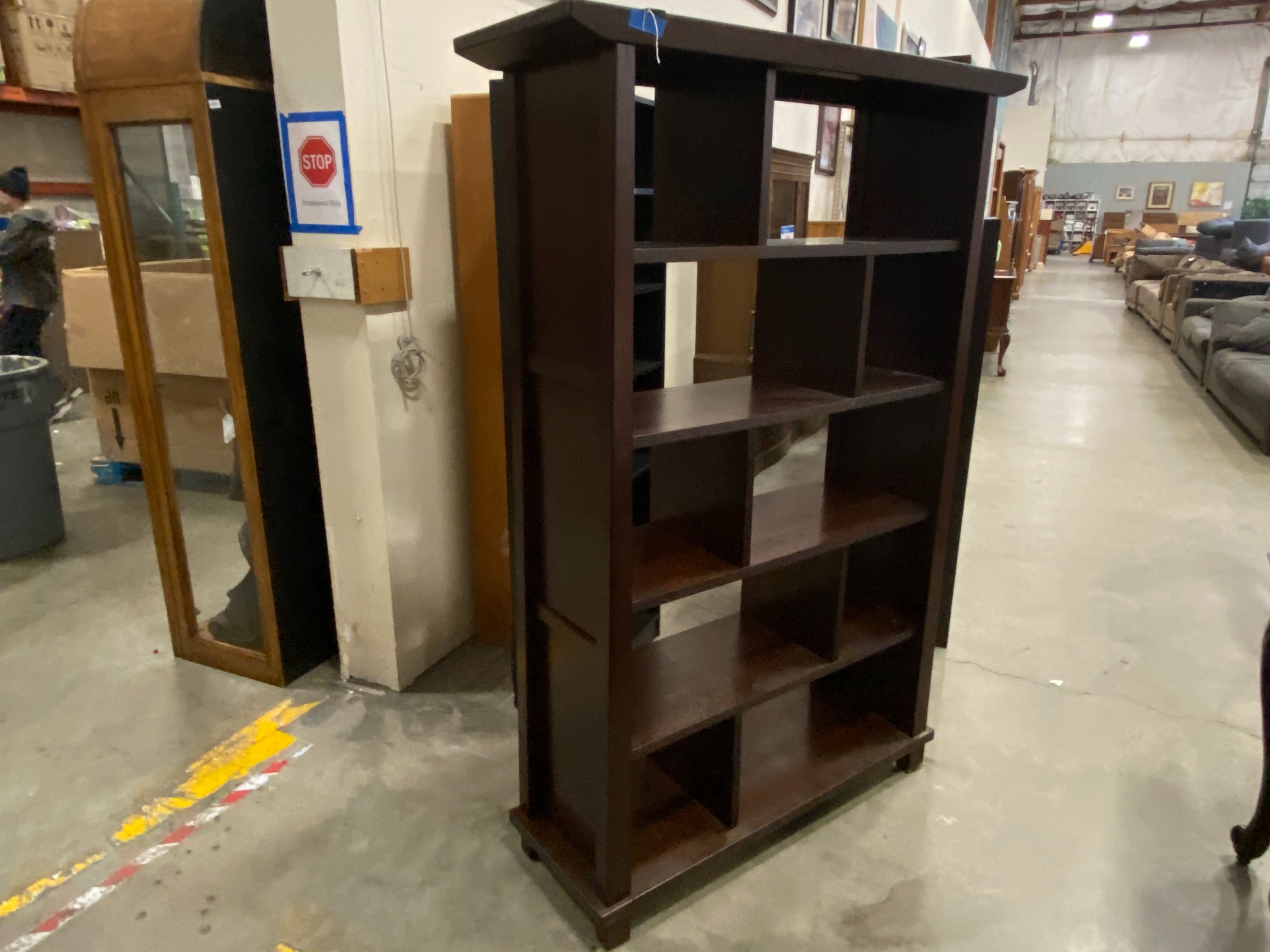 Compartmentalized Display Shelf in Deep Red